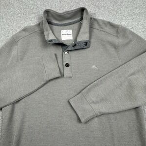 Tommy Bahama 1/4 Snap Henley Sweater Men's XL Rib Knit Pullover Soft Warm Cozy